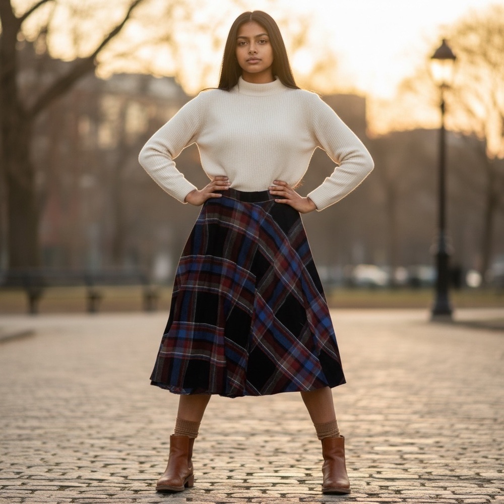 Lloyd Sportswear ~ Vintage Plaid A-Line Pleated Skirt Women’s Size Small